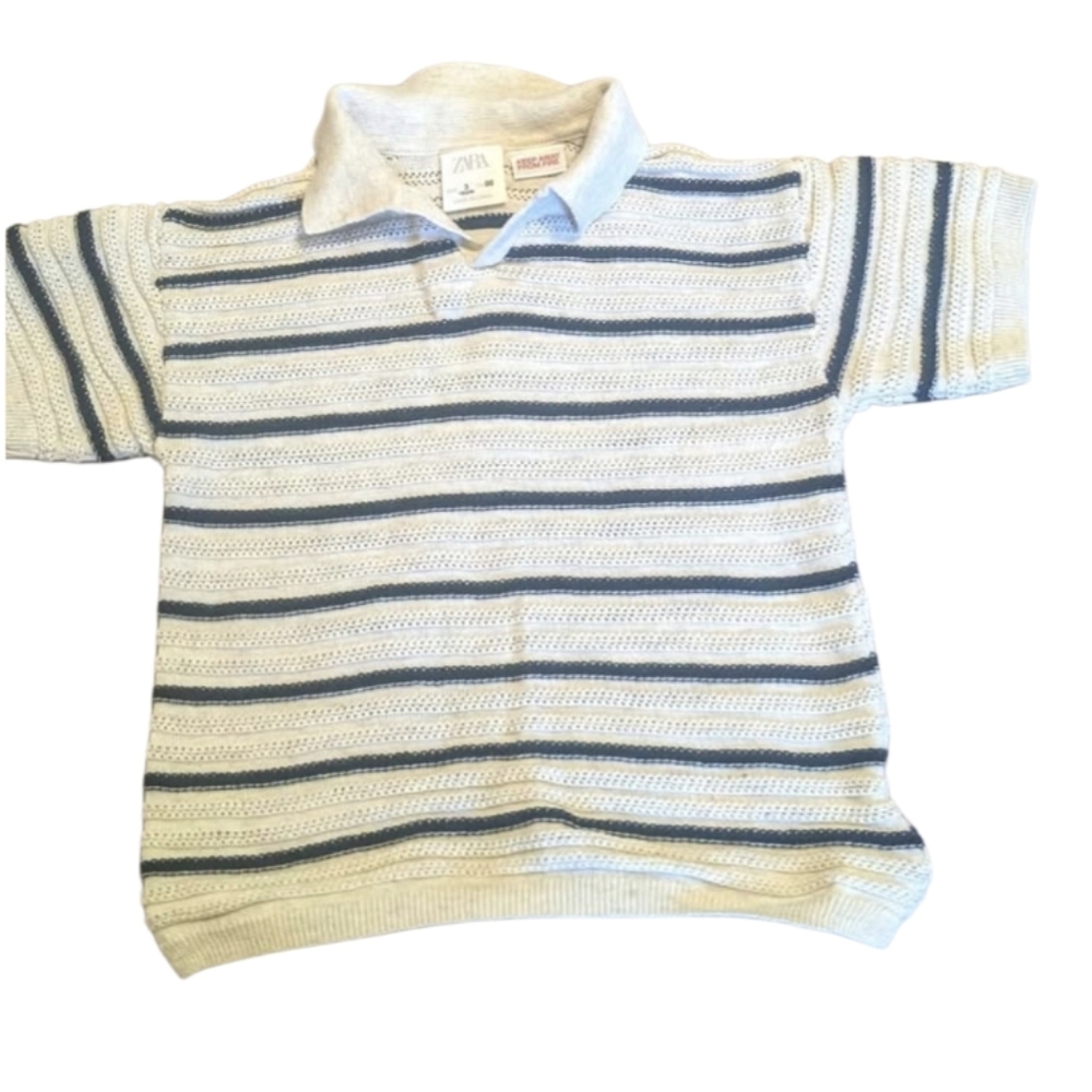 Zara Blue and White Striped Polo Shirt for Kids